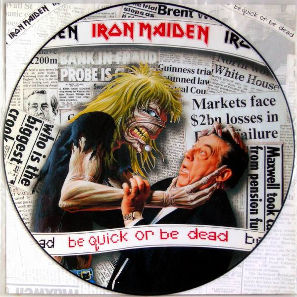 Image of Front Cover of 12" - /VG+ - IRON MAIDEN, Be Quick Or Be Dead (EMI; 2047640, UK 1992, Clear Plastic Sleeve with card i, Picture Disc), Missing the backing card,  - 4425324E
