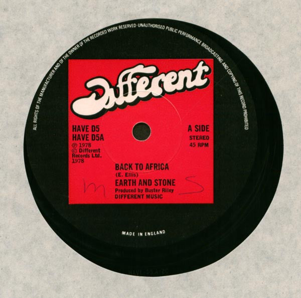 Image of Front Cover of 12" - /G - EARTH & STONE, Back To Africa  / Still In Slavery (Different; HAED5, UK 1978), ,  - 3646248S