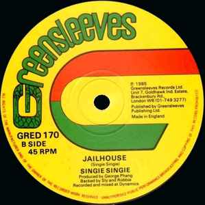 Image of Label Cover of 1915104C: 12" - FRANKIE PAUL / SINGIE SINGIE, Tidal Wave / Jail House (Greensleeves Records; GRELD170, UK 1985, Company Sleeve)   VG/VG