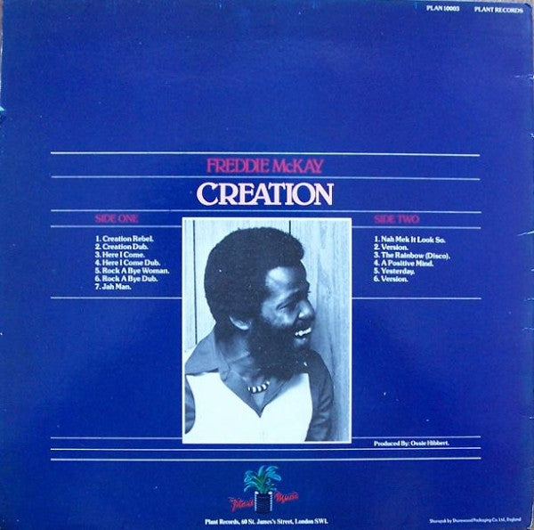 Image of Back Cover of 4325261E: LP - FREDDIE MCKAY, Creation (Plant Music; PLAN 10003, UK 1979) Light marks only, plays fine. Light wear on sleeve.  VG/VG