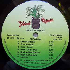 Image of Label Cover of 4325261E: LP - FREDDIE MCKAY, Creation (Plant Music; PLAN 10003, UK 1979) Light marks only, plays fine. Light wear on sleeve.  VG/VG