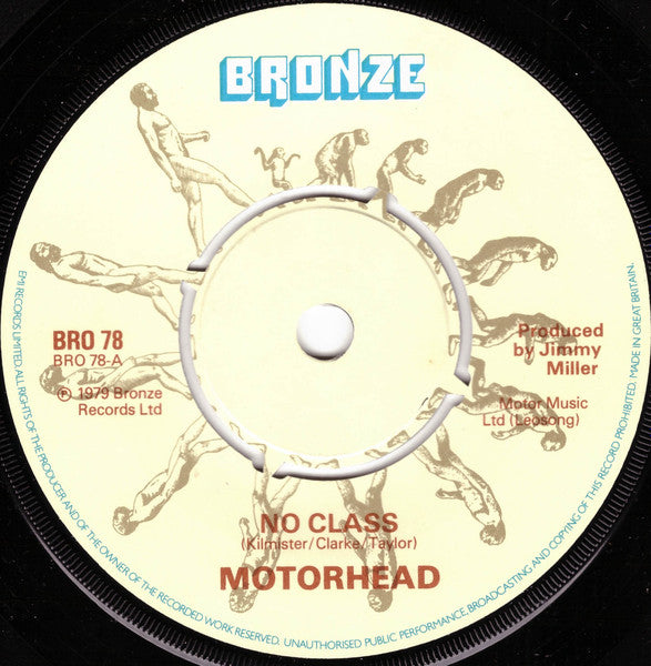 Image of Label Cover of 0556153S: 7" - MOTORHEAD, No Class / Like A Nightmare (Bronze; BRO78, UK 1979, Fast Eddie Picture Sleeve) Light hairlines. Ring and edge wear.   VG/VG