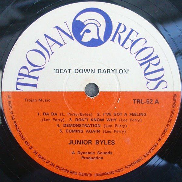 Image of Label Cover of 2915611C: LP - JUNIOR BYLES, Beat Down Babylon (Trojan Records; TRL52, UK 1972, Laminated Front Sleeve) Top copy! Clean throughout! Sleeve is pretty much EX.  VG+/VG+