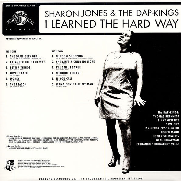 Image of Back Cover of LP - VG/VG+ - SHARON JONES AND THE DAP-KINGS, I Learned The Hard Way (Daptone; DAP-019, US 2010), Still in opened shrinkwrap but light wear on corners,  - 3346225S