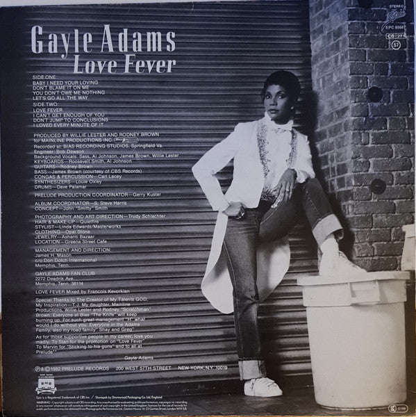 Image of Back Cover of LP - VG/VG - GAYLE ADAMS, Love Fever (Epic Dark Blue / Coloured Logo; EPC 85687, UK 1982), Light hairlines. Edgewear.,  - 4326126E