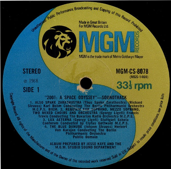 Image of Label Cover of LP - G+/G+ - VARIOUS, 2001 - A Space Odyssey - OST (MGM Blue and Gold; MGM CS 8078, UK 1968, Laminated Flipback Sleeve, Stereo), ,  - 2346223S