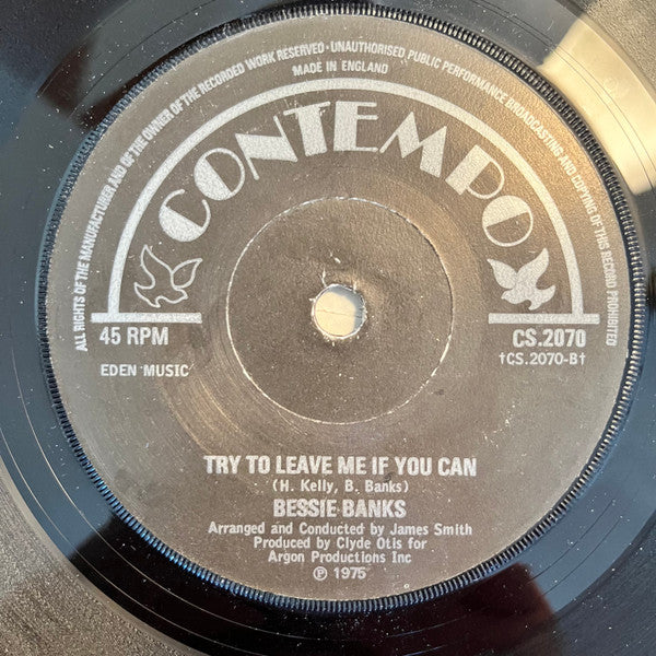 Image of Back Cover of 7" - /G+ - BESSIE BANKS, Baby You Sure Know How To Get Me / Baby You Sure Know How To Get Me (Contempo; CS.2070, UK 1975), Marks on disc. Plays well.,  - 2626178E