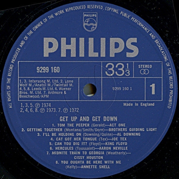 Image of Label Cover of 5125165E: LP - VARIOUS, Get Up and Get Down (Philips; 9299 160, UK 1970s, Laminated Sleeve)   VG/VG+
