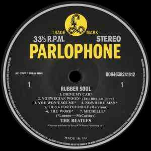 Image of Label Cover of 4754030S: LP - THE BEATLES, Rubber Soul (Parlophone Black/Yellow; PCS 3075, Europe 2012 Reissue, 180 Gram Vinyl)   NEW/NEW