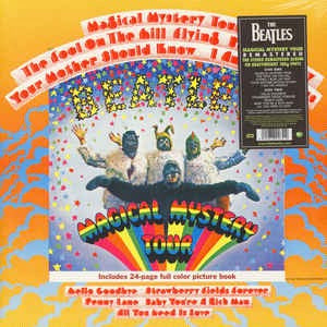 Image of Front Cover of LP - NEW/NEW - THE BEATLES, Magical Mystery Tour (Capitol; 3824651, UK 2012 Reissue, Gatefold, Booklet, 180 Gram Vinyl), , When recording their new songs for the film soundtrack / album , the Beatles continued the studio experimentation that had typified Sgt. Pepper's Lonely Hearts Club Band (1967) and the psychedelic sound they had pursued since Revolver (1966).  Featuring "I Am The Walrus", "Strawberry Fields Forever", and "All You Need Is Love".  - 0716335C