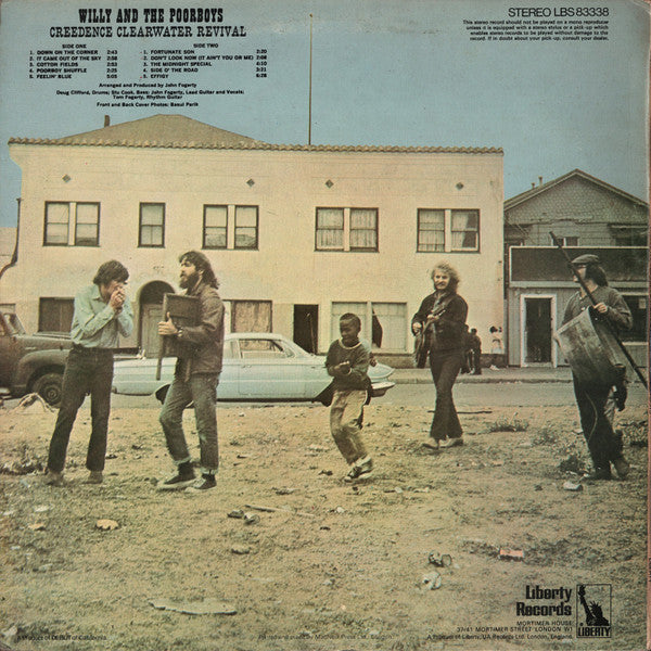 Image of Back Cover of LP - VG/VG - CREEDENCE CLEARWATER REVIVAL, Willy And The Poor Boys (Liberty Blue; LBS83338, UK 1970 Reissue, Textured Sleeve), Strong VG - a few hairlines, edge wear,  - 4346011S