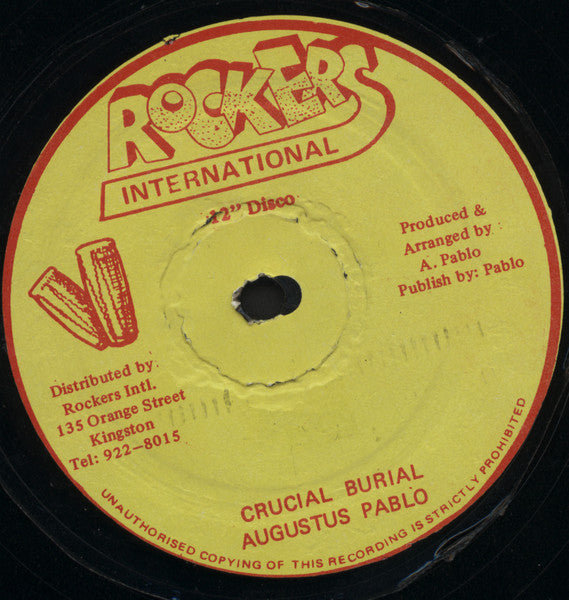 Image of Front Cover of 2924313E: 12" - AUGUSTUS PABLO, Crucial Burial / Sounds Of Redemption (Rockers; AP-1023, Jamaica 1987 Reissue, Plain Sleeve, Extended Discomix)   /VG