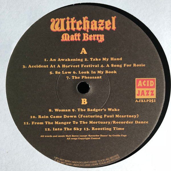 Image of Label Cover of LP - VG+/VG+ - MATT BERRY, Witchazel (Acid Jazz; AJXLP251, UK 2011, Textured Sleeve), ,  - 2146213S