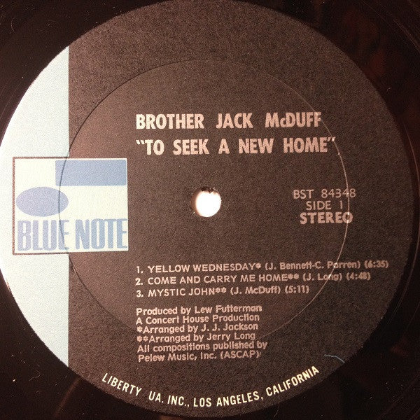 Image of Label Cover of 4825292E: LP - BROTHER JACK MCDUFF, To Seek a New Home (Blue Note; BST 84348, US 1970, Gatefold) Split Seam, Sleeve Dirty  VG/VG+