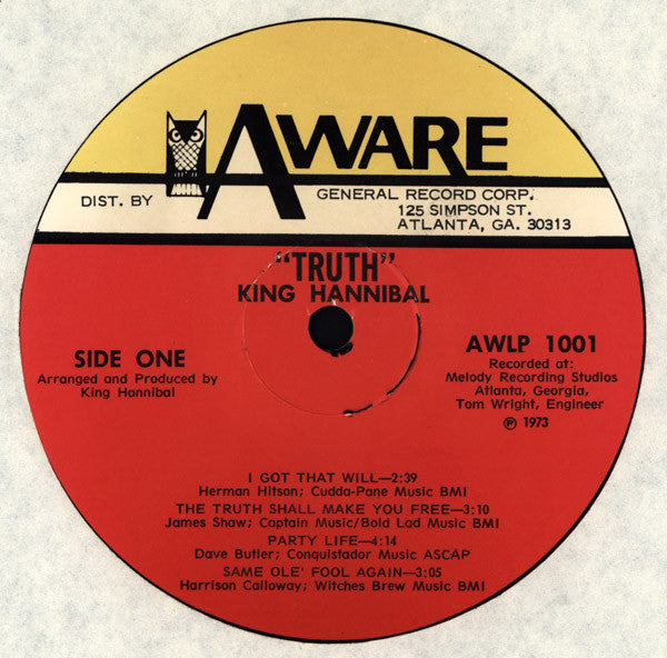 Image of Label Cover of LP - VG/VG - KING HANNIBAL, Truth (Aware; AWLP 1001, US 1973, Picture Sleeve), light marks only. still in shrink - opened but peeling,  - 3046336S