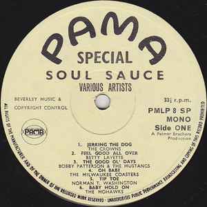 Image of Label Cover of LP - VG/VG - VARIOUS, Soul Sauce (Pama; PMLP8 SP, UK 1968, Laminated Flipback Sleeve, Mono), Edge and ring wear. Light marks on disc. Nice clean labels.,  - 3546160S