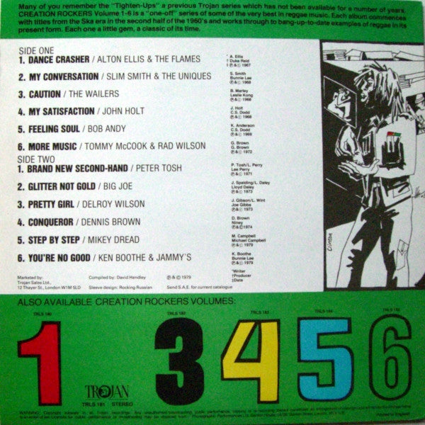 Image of Back Cover of LP - VG/G+ - VARIOUS ARTISTS, Creation Rockers Volume 2 (Trojan Records ; TRLS 181, UK 1979), Light marks and mottling, plays above grade.,  - 2716414C