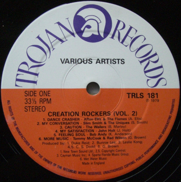 Image of Label Cover of LP - VG/G+ - VARIOUS ARTISTS, Creation Rockers Volume 2 (Trojan Records ; TRLS 181, UK 1979), Light marks and mottling, plays above grade.,  - 2716414C
