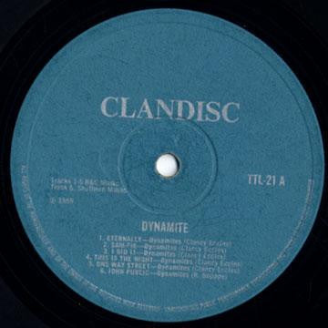 Image of Label of 3614124C: LP - THE DYNAMITES, Fire Corner (Clan Disc / Trojan Records; TTL 21, UK 1969, Laminated Front Sleeve) Strong VG, Light marks only. Old Price Sticker On Front Sleeve.  VG+/VG