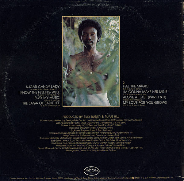 Image of Back Cover of LP - VG/VG - BILLY BUTLER, Sugar Candy Lady (Curtom; CU 5015, US 1977, Picture Sleeve), Strong VG,  - 4346047S