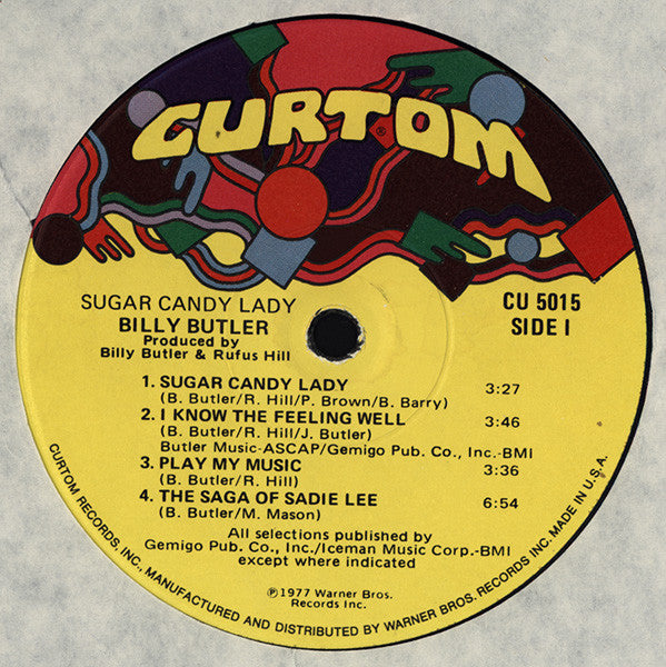 Image of Label Cover of LP - VG/VG - BILLY BUTLER, Sugar Candy Lady (Curtom; CU 5015, US 1977, Picture Sleeve), Strong VG,  - 4346047S