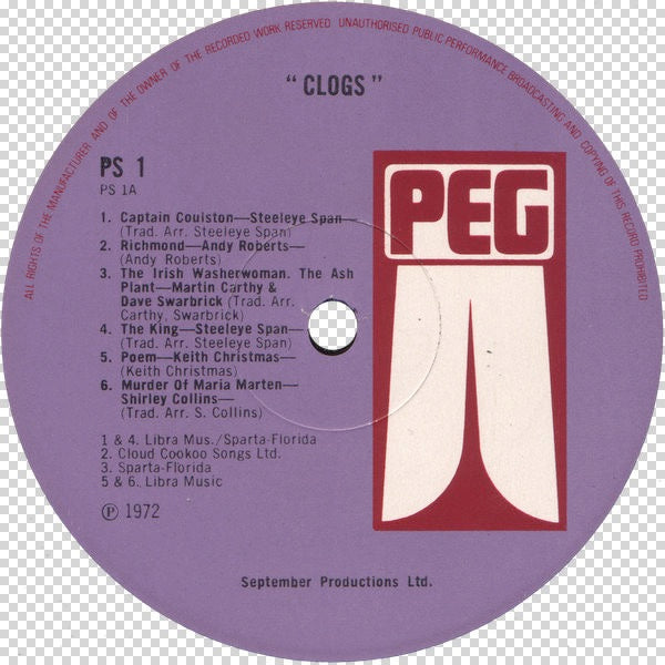 Image of Label Cover of 2914019C: LP - VARIOUS, Clogs (Pegasus; PS1, UK 1972, Insert)   VG+/VG+