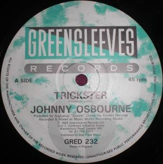 Image of Label Cover of 12" - VG/G+ - JOHNNY OSBOURNE, Trickster (Greensleeves Records; GRED 232, UK 1988, Company Sleeve), Light marks only.,  - 3916367C