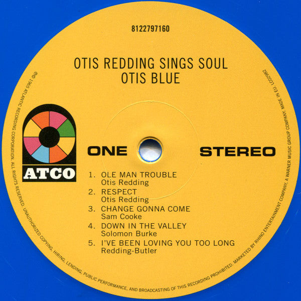 Image of Label of 0634081E: LP - OTIS REDDING, Otis Blue (Atco; 0081227971601, UK 2012 Reissue, Blue Vinyl)   NEW/NEW