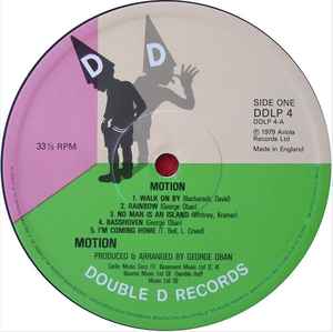 Image of Label of 3624267E: LP - MOTION, Motion (Double D Records; DDLP 4, UK 1981, Glossy Sleeve) Marks on vinyl. Plays well. Light wear to sleeve with light creasing.  VG/VG