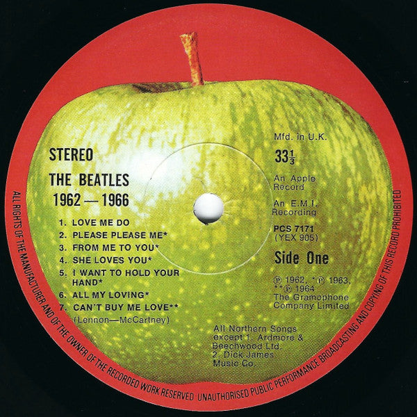 Image of Label Cover of 2xLP - VG/VG - THE BEATLES, 1962-1966 (Apple; PCSP 717, UK 1973, Laminated Gatefold Sleeve, 2 Inners With Rounded Corners, Stereo), ,  - 1526140E