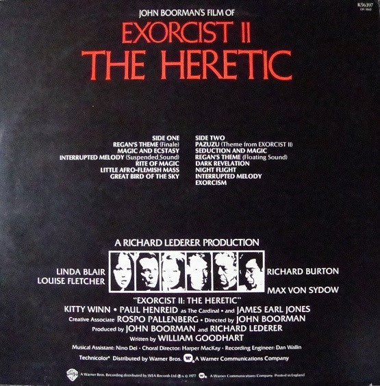 Image of Back Cover of 2024394E: LP - ENNIO MORRICONE, Exorcist II  - The Heretic - OST (WB; K56397, UK 1977)   VG+/VG+