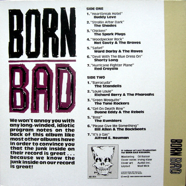 Image of Back Cover of LP - VG+/VG - VARIOUS, Born Bad Vol Four (Born Bad; BB004, UK 1989, Gatefold, Unofficial Release), ,  - 3416435C