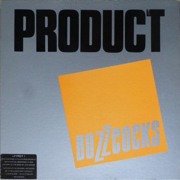 Image of Front Cover of 5xLP - G+/G+ - BUZZCOCKS, Product (EMI; LPPRDT1, UK 1989, Box Set, Booklet, Stickered Box Set. 5 LPs With Sleeves & Inners & Booklet), Complete, Another Music LP is VG+, the rest have light marks and hairlines, Box intact, Puncture to front of box, Wear at spine.,  - 1816123C