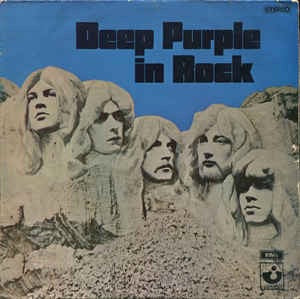 Image of Front Cover of LP - G+/G+ - DEEP PURPLE, Deep Purple In Rock (Harvest Green, EMI On Rim, EMI Box; SHVL777, UK 1970, Laminated Gatefold Sleeve), Stickers and some scribbling on cover. WOL. ,  - 2846087S