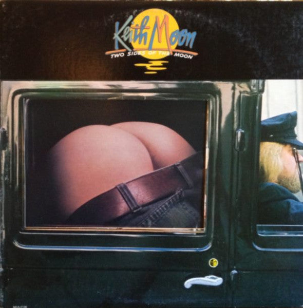 Image of Back Cover of LP - VG/VG+ - KEITH MOON, Two Sides of the Moon (Polydor; MCA2136, US 1975, Die Cut Sleeve, Inner), Damage To Die Cut Which Has Been Repaired With Tape,  - 3826162E