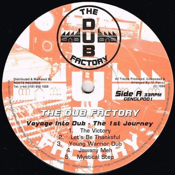 Image of Label Cover of 0116312C: LP - THE DUB FACTORY, Voyage Into Dub - The 1st Journey (The Dub Factory; GENGLP001, UK 1995) Light marks, light mottling, plays fine.  VG+/VG