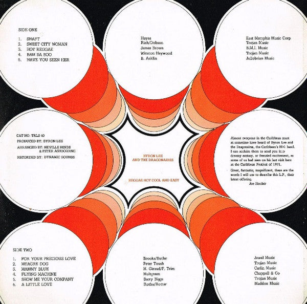 Image of Back Cover of LP - VG/G+ - BYRON LEE & THE DRAGONAIRES, Reggay Hot Cool & Easy (Trojan Records ; TRLS 40, UK 1972, Laminated Front Sleeve), ,  - 2746191S