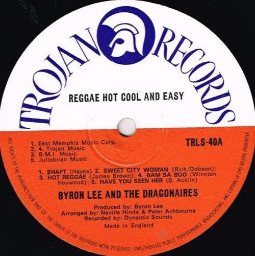 Image of Label Cover of LP - VG/G+ - BYRON LEE & THE DRAGONAIRES, Reggay Hot Cool & Easy (Trojan Records ; TRLS 40, UK 1972, Laminated Front Sleeve), ,  - 2746191S