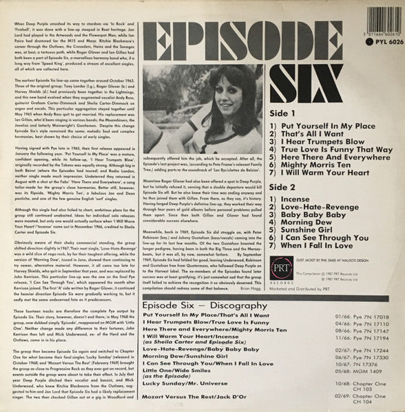 Image of Back Cover of LP - VG+/VG+ - EPISODE SIX, Put Yourself In My Place (PRT; PYL 6026, UK 1987), Very Strong VG+,  - 3026116E