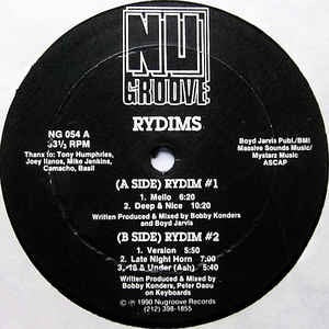 Image of Front Cover of 12" - /VG+ - RYDIMS, Rydim #1 (Nu Groove; NG054, US 1990, Plain Sleeve), Coupld light marks only, Deep House - 2346078S