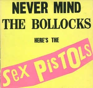 Image of Front Cover of 0245231S: LP - SEX PISTOLS, Never Mind the Bollocks (Virgin Blue & White; V2086, UK 1977, No Titles on Rear, Submission on LP, First UK pressing of the 12 track version) Lovely LP, very light ring wear and light discolouration on front cover, virtually none on back cover, light corner and spine wear  VG/VG+