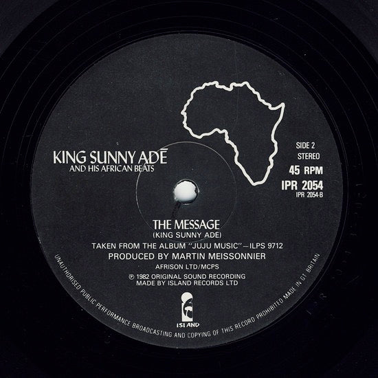 Image of Label Cover of 12" - VG/G+ - KING SUNNY ADE & HIS AFRICAN BEATS, Ma Jaiye Oni / The Message (Island; IPR2054, UK 1982, Company Sleeve), ,  - 4446263S