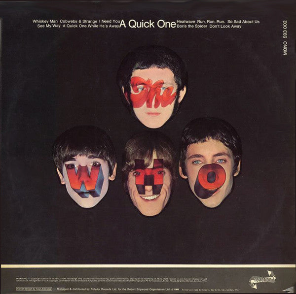 Image of Back Cover of LP - VG/F - THE WHO, A Quick One (Reaction; 593002, UK 1966, Laminated Sleeve, Mono), Surface Noise,  - 2626236E