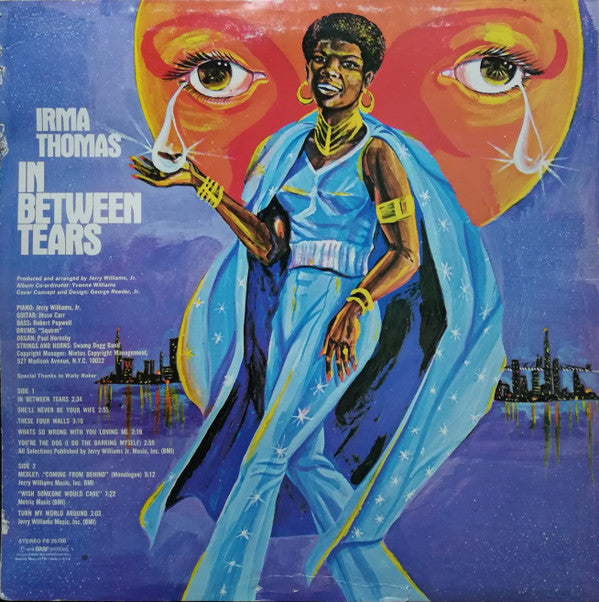 Image of Back Cover of LP - VG+/VG - IRMA THOMAS, In Between Tears (Fungus; FB25150, US 1973), Light marks. Strong VG. Some writing on back of sleeve.,  - 1526262E