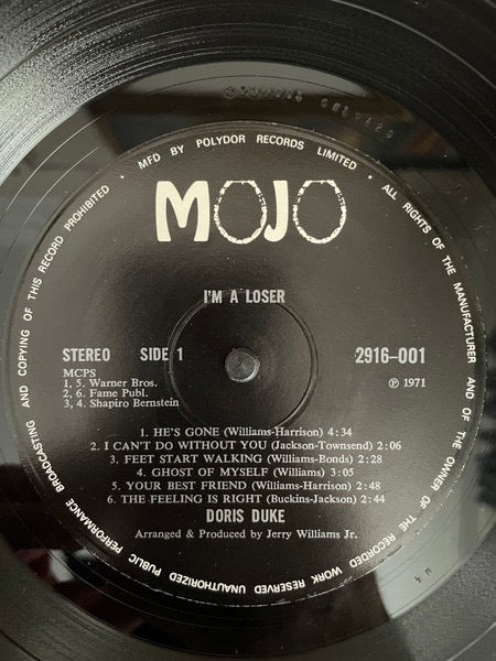 Image of Label Cover of LP - VG/G+ - DORIS DUKE, I'm a Loser (Mojo; 2916001, UK 1971), Edge Wear, Audible Crackle Throughout, Cracked Label On Side 1,  - 4146219S