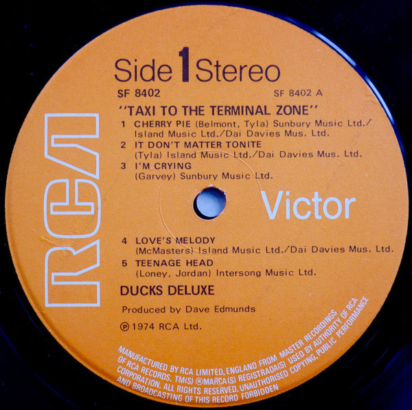 Image of Label Cover of LP - VG+/VG+ - DUCKS DELUXE, Taxi To The Terminal Zone (RCA; SF8402, UK 1975), ,  - 2826220E