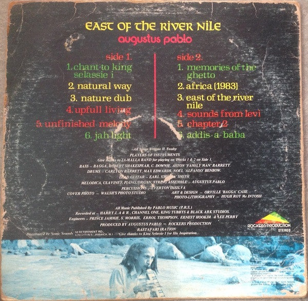 Image of Back Cover of LP - VG/G - AUGUSTUS PABLO, East Of The River Nile (Messsage; , Jamaica 1978), Lots of marks, background crackle, still enjoyable. Gold lettering on labels rather than silver. SWOL. Lots of wear on sleeve, it is intact and still looks nice.,  - 3646378S