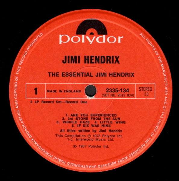 Image of Label Cover of 2xLP - VG/VG+ - JIMI HENDRIX, Essential (Polydor; 2612 034, UK 1977, Gatefold, With 7"), With hype sticker,  - 4446027S