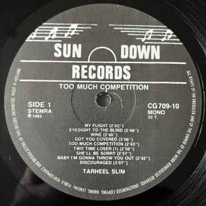 Image of Label Cover of 4925353E: LP - TARHEEL SLIM, Too Much Competition (Sundown; CG709-10, Netherlands 1985, Gatefold, Mono) Fading to sleeve edges, creasing and edge wear.    VG/G+
