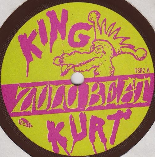Image of Label Cover of 7" - VG/VG - KING KURT, Zulu Beat / Rockin Kurt (Thin Sliced Records; TSR2, UK 1982, Picture Sleeve, Brown Vinyl, BIG DEAL EDITION), ,  - 4226106E